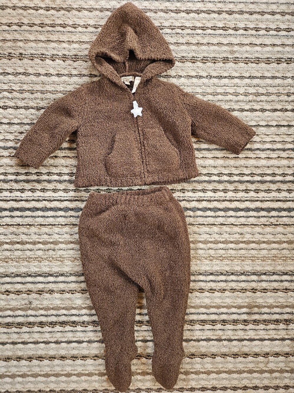 Wendy Bellissimo Brown Hooded Sherpa Jacket & Footed Pants Set